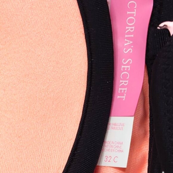 VICTORIA'S SECRET- Women's- Coral Pink Bikini with Black Trim- SIZE 32 C- NWT - Picture 12 of 13